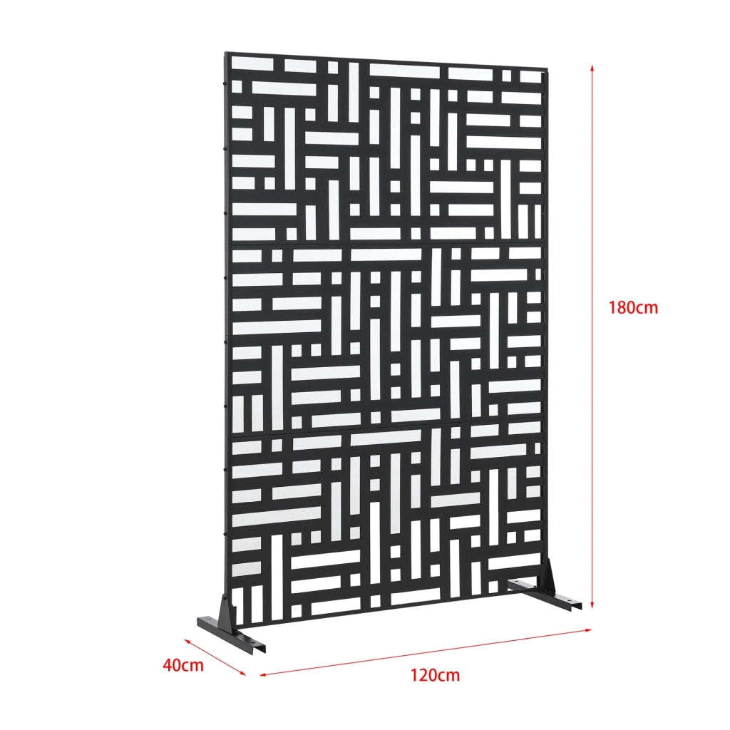 Parete divisoria in acciaio zincato per interni ed esterni 180 x 120 x 40 cm nero 03_0009272