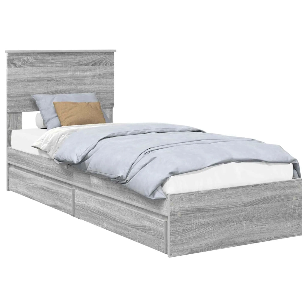 Letto con Contenitore con testiera Grigio Sonoma 75 x 190 cm