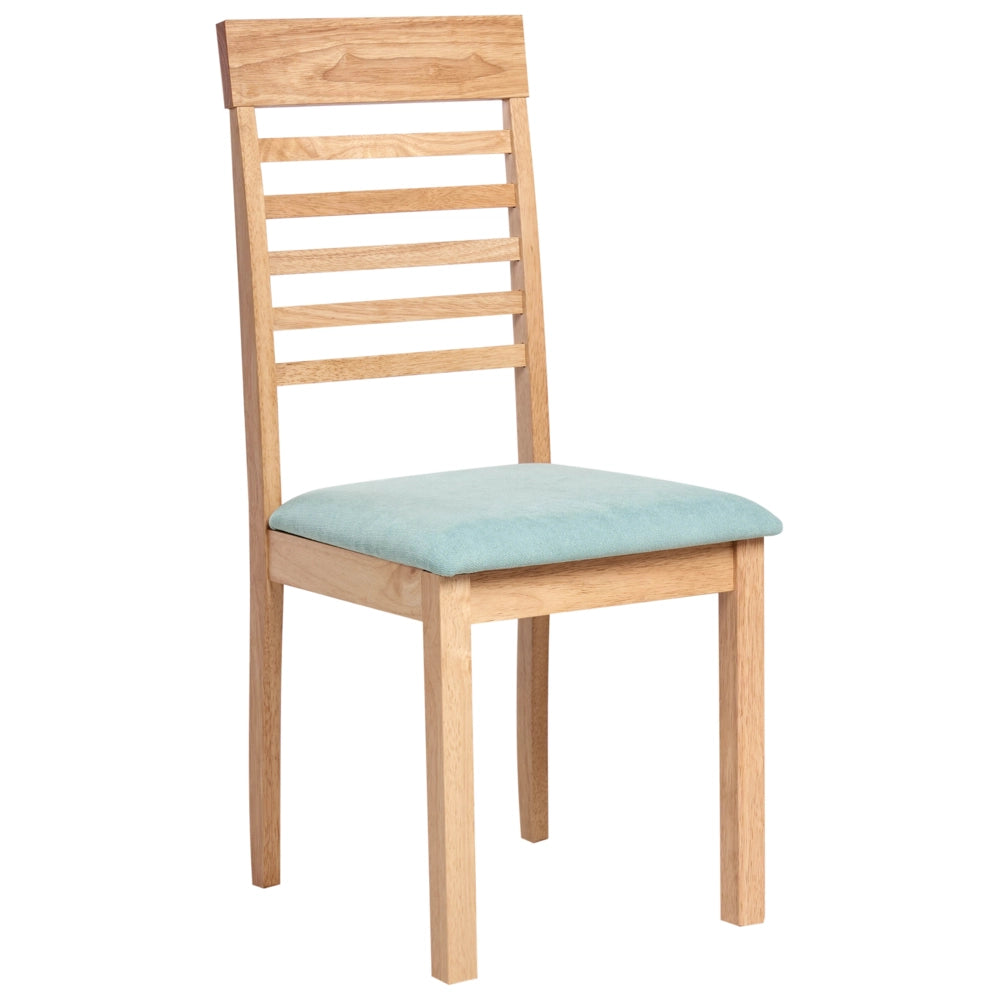Set di 2 sedie da pranzo imbottite in legno di gomma poliestere marrone chiaro e verde menta Stile tradizionale