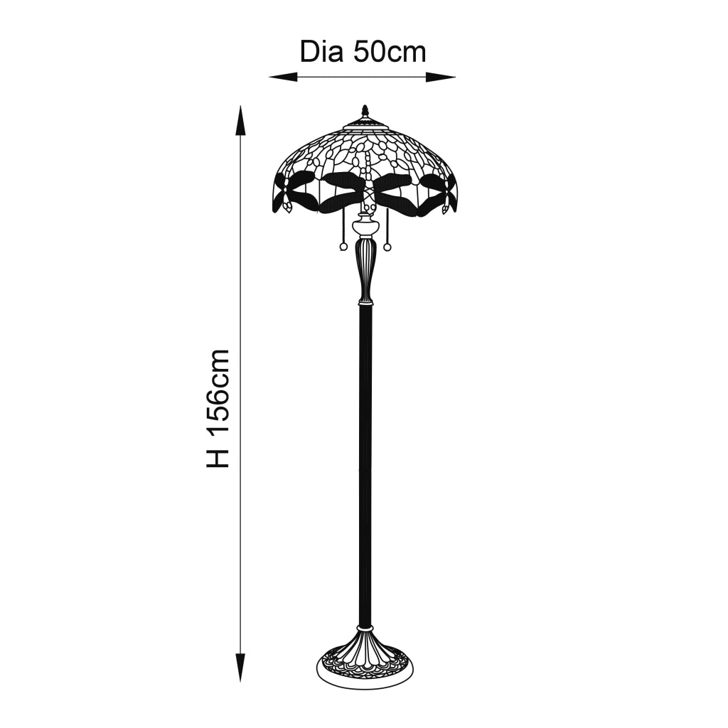 Lampada da terra Tiffany vetrata Dragonfly Blue 2xE27 60W