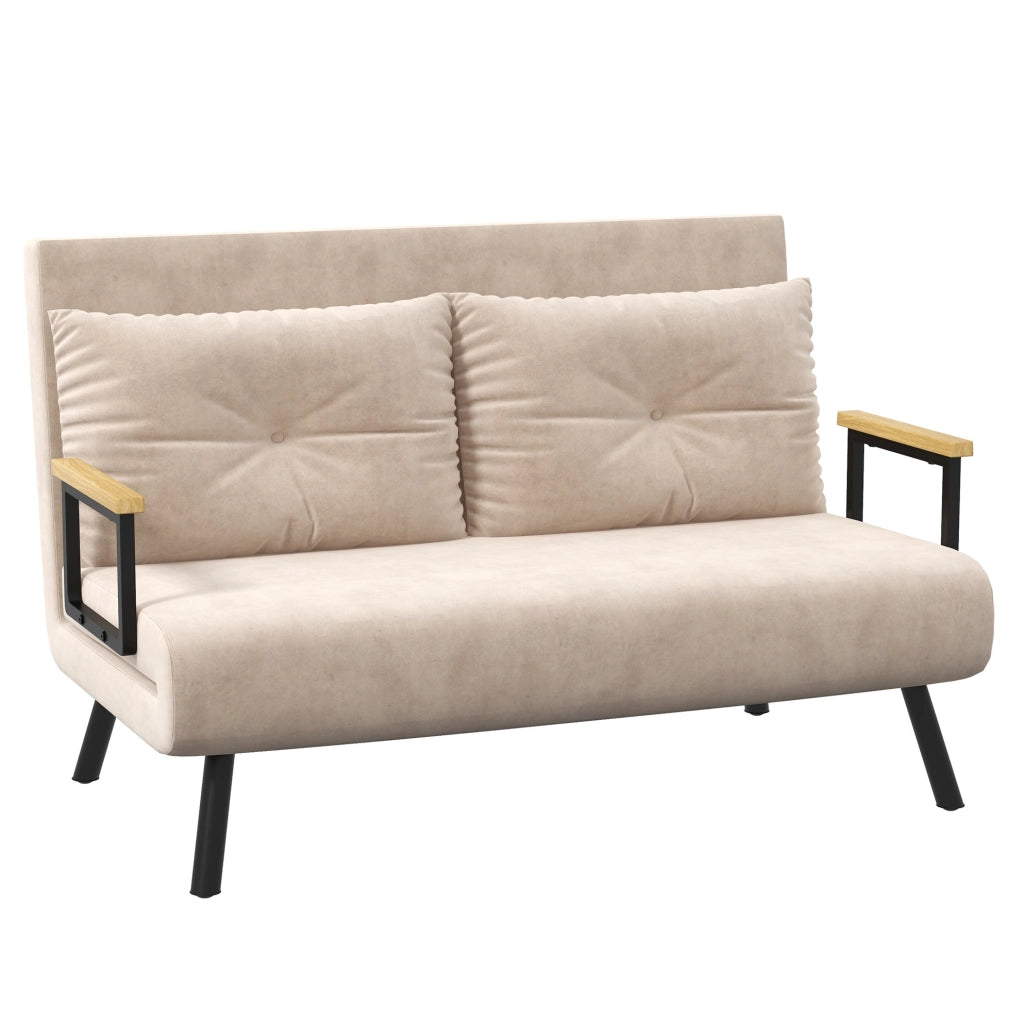 Poltrona letto pieghevole beige con schienale regolabile