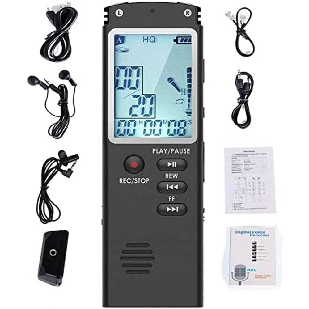 Trade Shop - Registratore Vocale Digitale Registrazione Audio Da 8gb Con Schermo Lcd Q-lc503 -