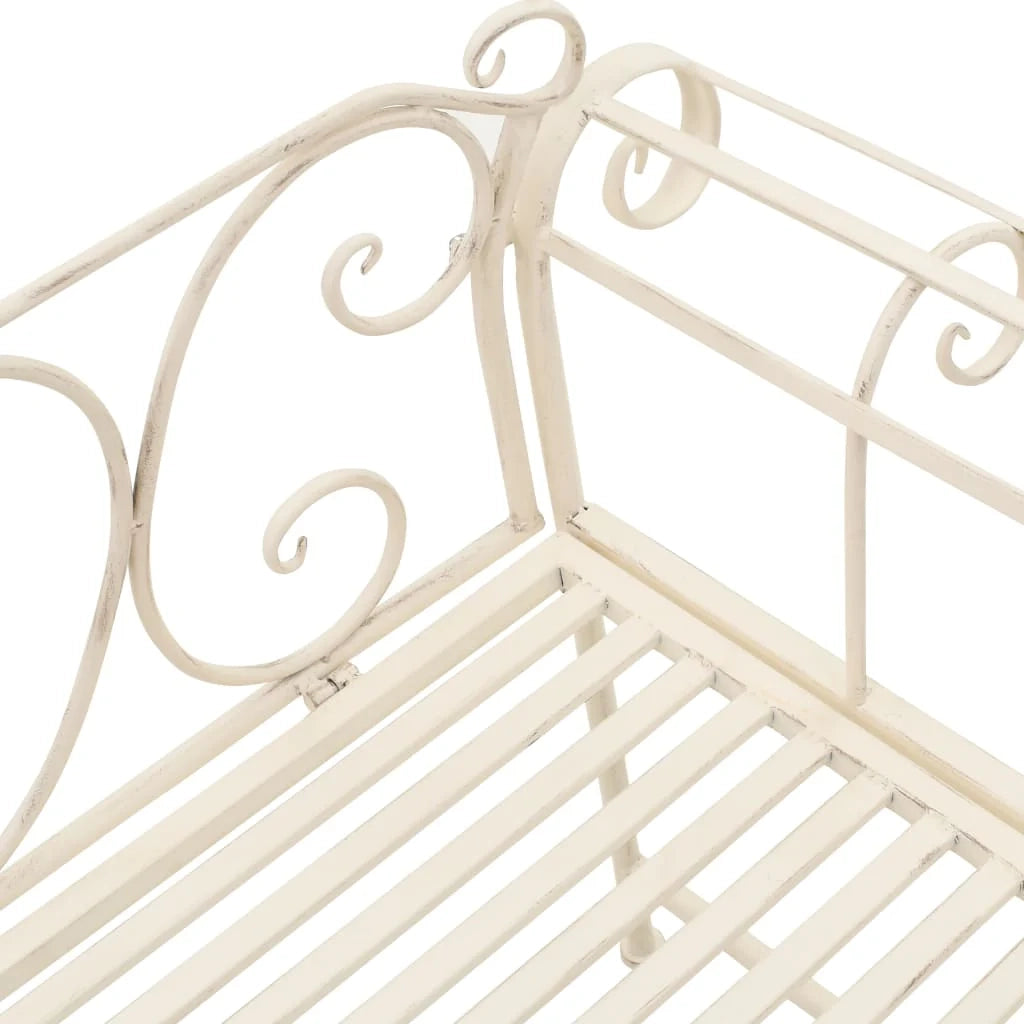Panca da giardino mobili da esterno per patio terrazza 132 x 46 x 85 cm metallo bianco anticato 02_0011238