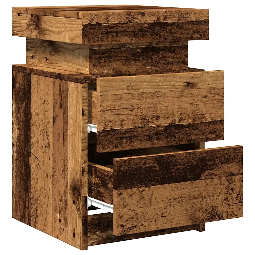 Comodino con LED Legno Antico 35x39x55 cm in Truciolato
