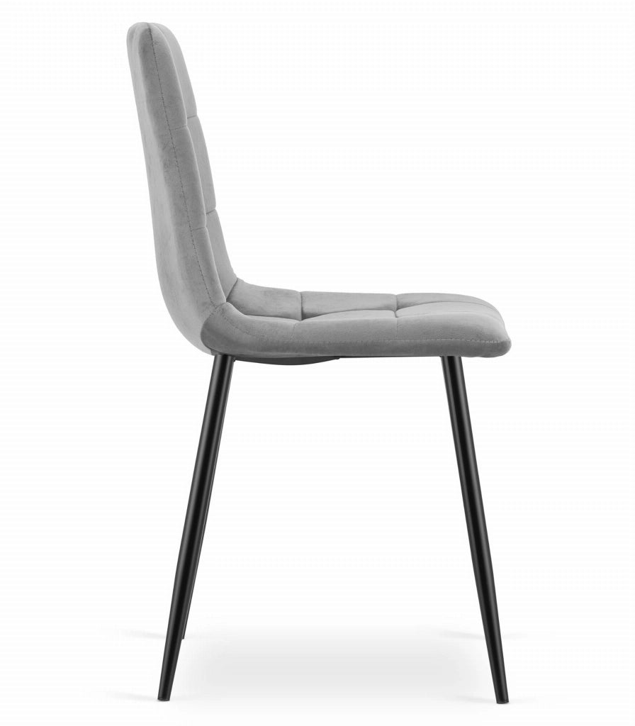 Sedia moderna Valora PYRA in velluto grigio chiaro con gambe nere x4