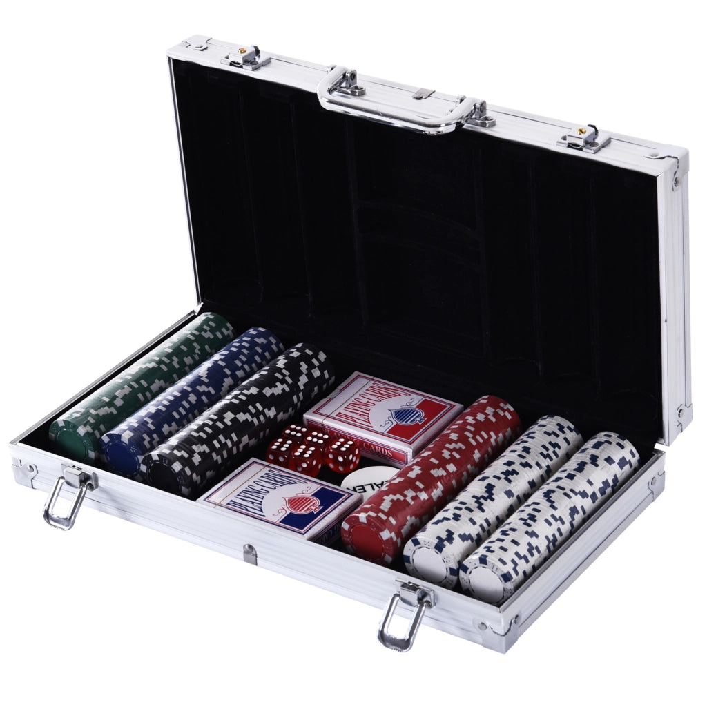 Set di Poker Completo con 300 Gettoni e 2 Mazzi di Carte ¨C Zephmum ¨C Argento