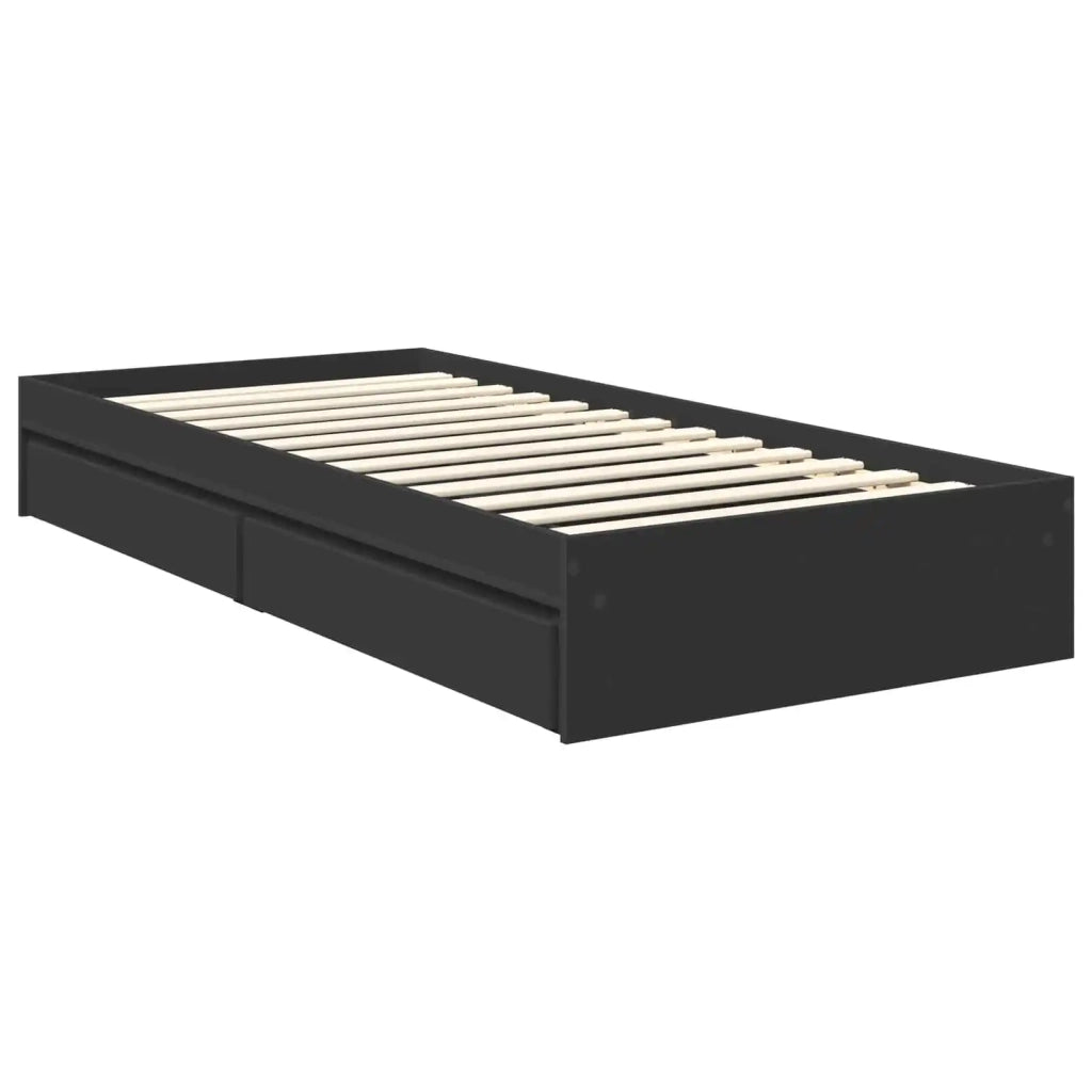 Letto con Contenitore Nero 90 x 190 cm Legno multistrato
