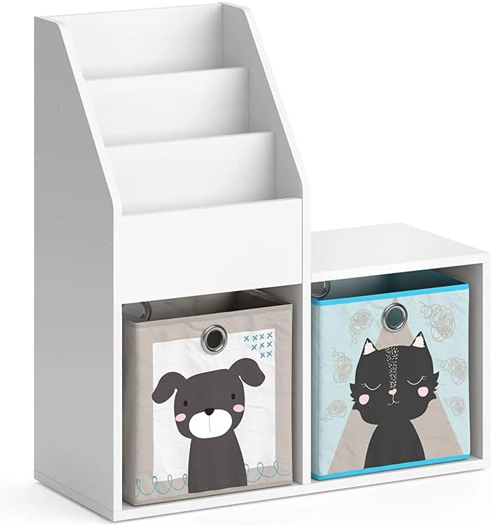 Libreria bambini Luigi, Grigio, 72 x 114.2 cm, combinabile per riporre giocattoli e libri