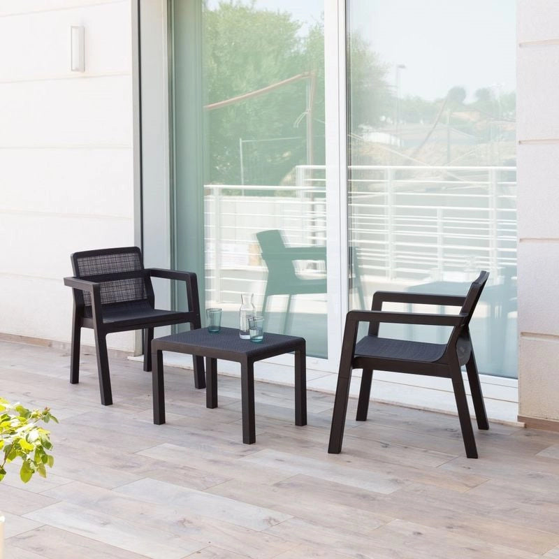 Set da giardino da 2 posti Riviera Antracite - La Dea Sedia