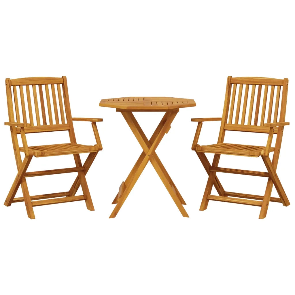 Set BistrÃ² Pieghevole 3pz in Legno Massello di Acacia