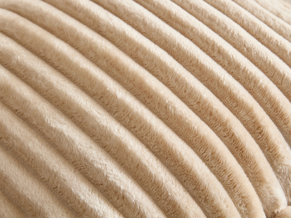 Divano a 2 posti in tessuto a coste con pouf, schiuma ad alta resilienza e molle, beige 206 × 158 × 66 cm