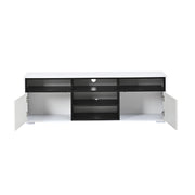 Mobile TV con 2 ante; LED e passacavi - per soggiorno - 150×35×50 cm - bianco