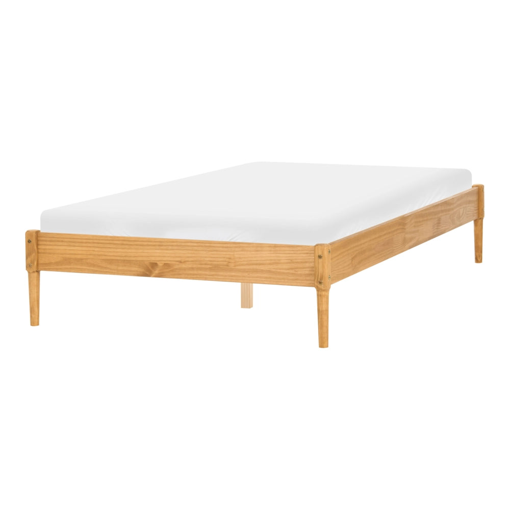 Letto matrimoniale in legno con rete a doghe in pino, senza testiera 120 x 200 cm marrone chiaro stile scandinavo naturale