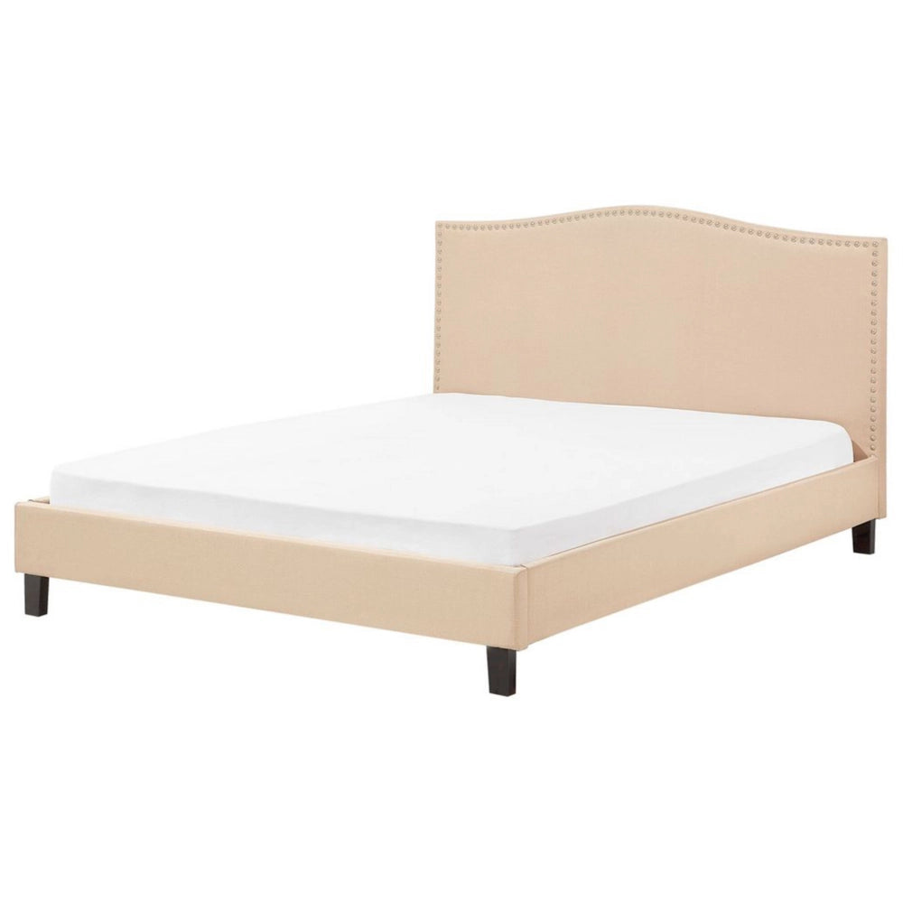Struttura del letto in poliestere beige imbottito 180 x 200 cm Design tradizionale