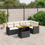 Set Divano da Giardino 6 pz con Cuscini Nero in Polyrattan 3273065