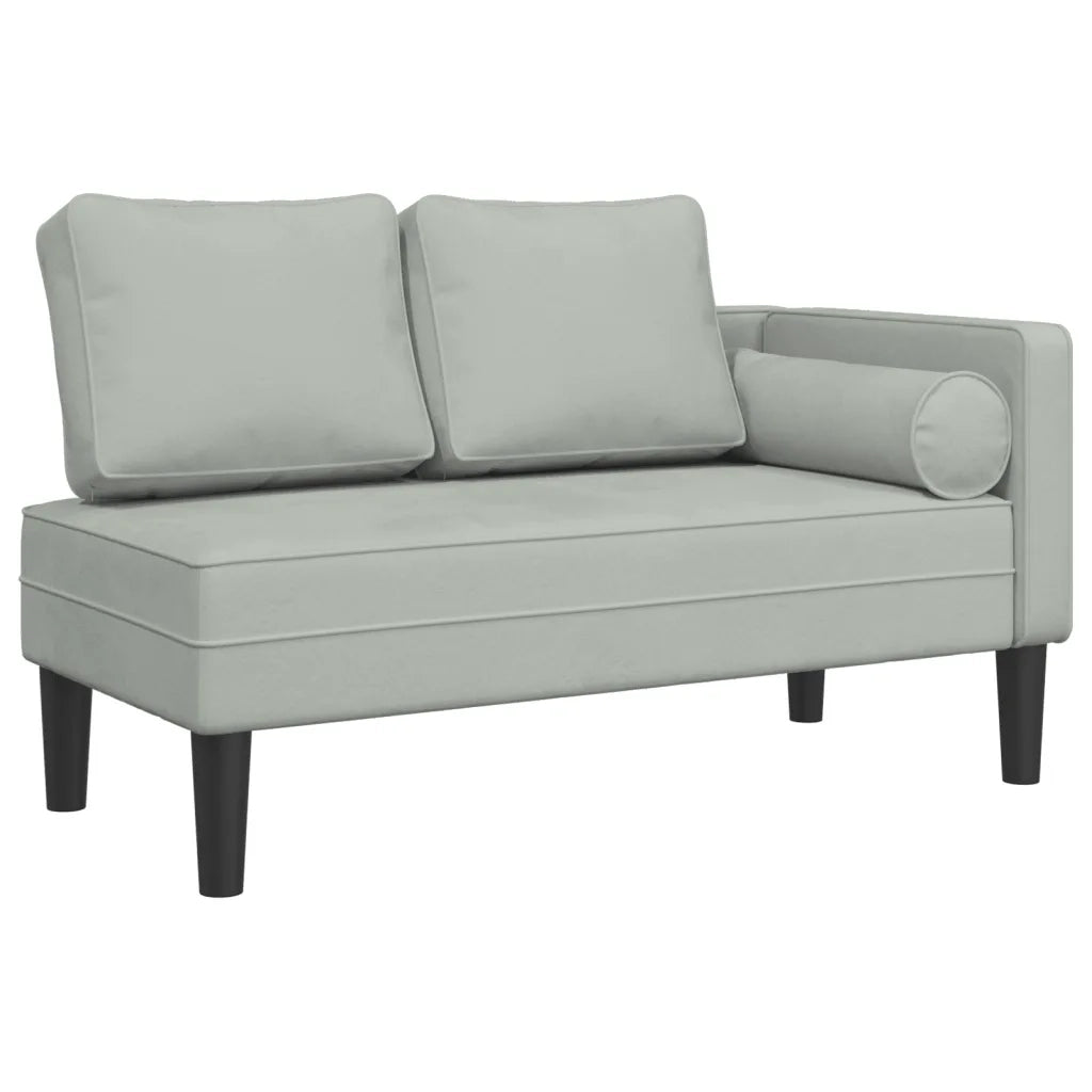 Chaise Longue con Cuscini Grigio Chiaro in Velluto CFW2322137