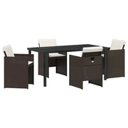 Set da Pranzo per Giardino con cuscino 5 pz | Set Salotto da Giardino Marrone polyrattan