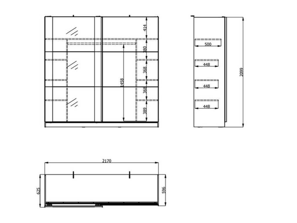Armadio Camera da Letto Gandino, Guardaroba Grande Appendiabiti, 217x210h cm Marrone Rovere Nodi