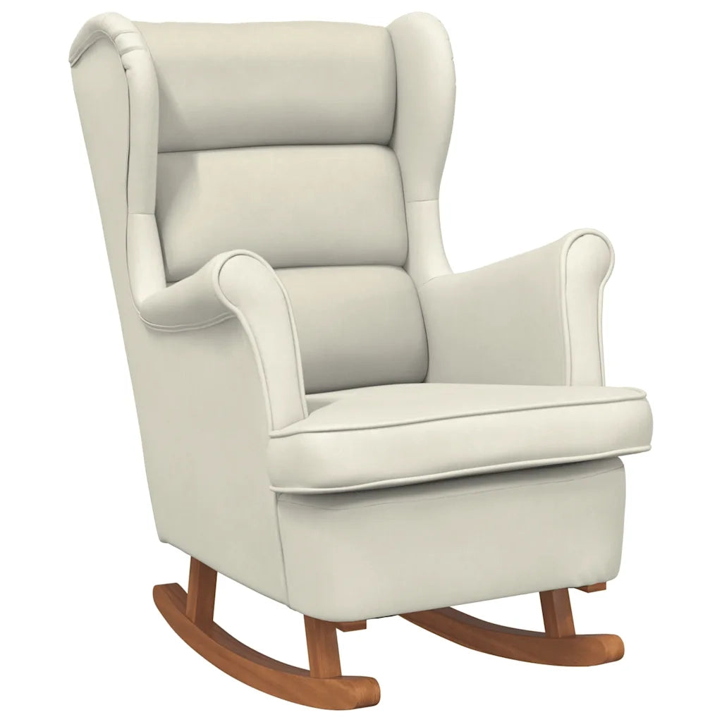 Sedia a dondolo con schienale alto in velluto crema CFW7064332