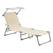 Lettino prendisole con parasole acciaio poliestere argento opaco beige 03_0006410