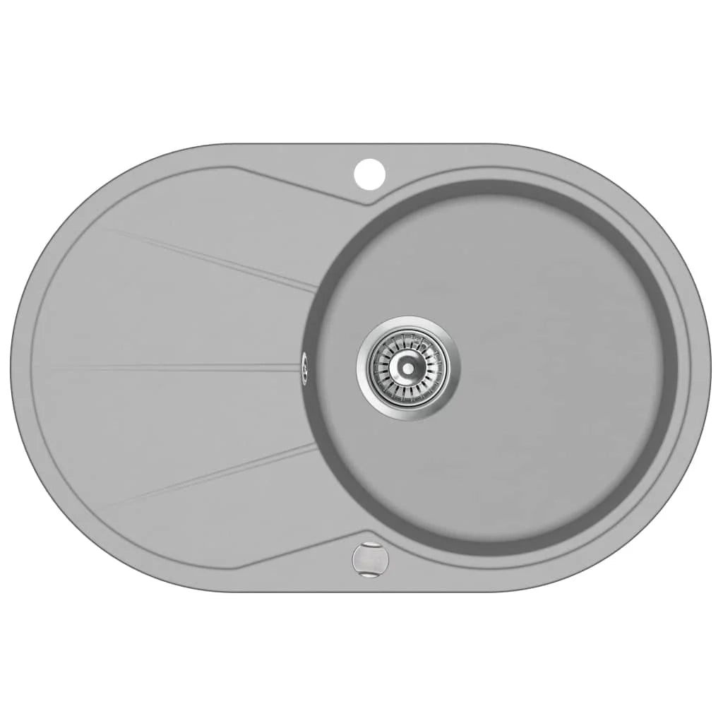 Lavello da cucina ovale in granito a una vasca grigio 02_0002328