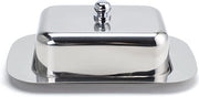Vasetto di acciaio inossidabile per burro con coperchio - Scatola per burro per colazione e cucina - 250 g di capacità di contenimento - Edizione argento - 185 x 122 x 70 cm