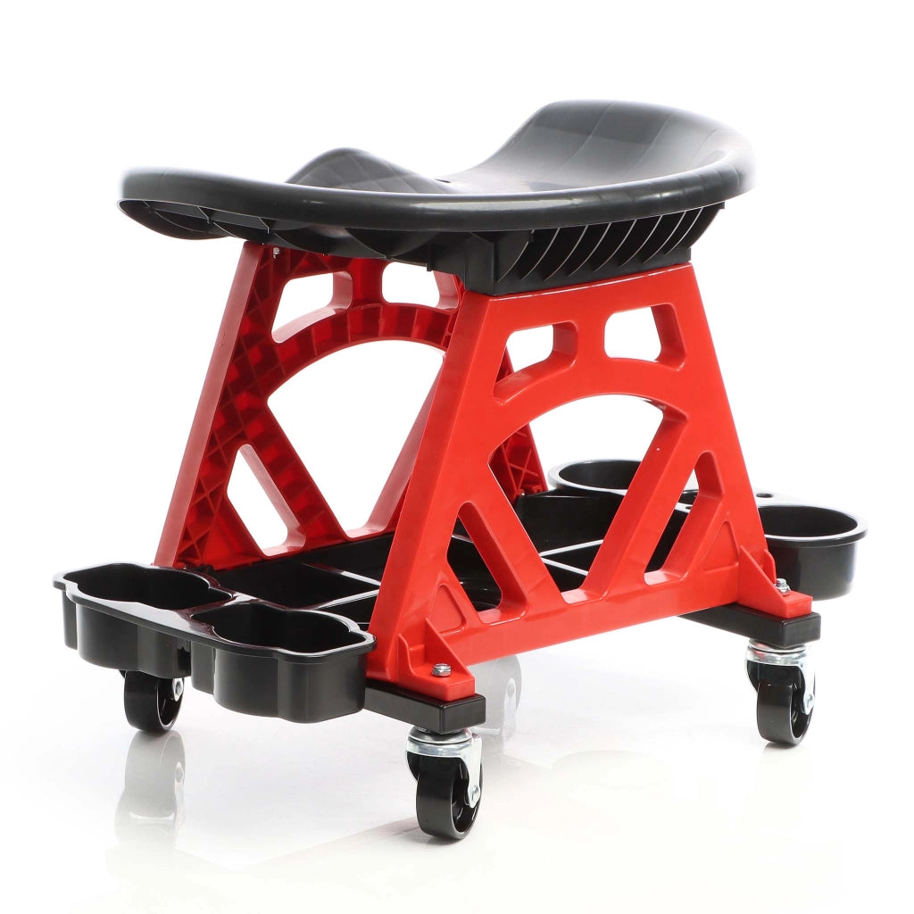 Sgabello per officina con ruote, sedile girevole a 360°, con portautensili, sgabello meccanico con portata fino a 150 kg