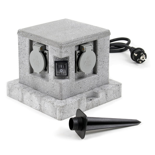 Presa multipla effetto granito per esterno 4 attacchi protezione IP44 2 interruttori