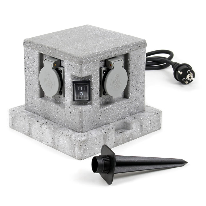 Presa multipla effetto granito per esterno 4 attacchi protezione IP44 2 interruttori