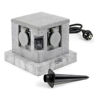 Presa multipla effetto granito per esterno 4 attacchi protezione IP44 2 interruttori