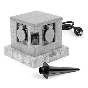 Presa multipla effetto granito per esterno 4 attacchi protezione IP44 2 interruttori