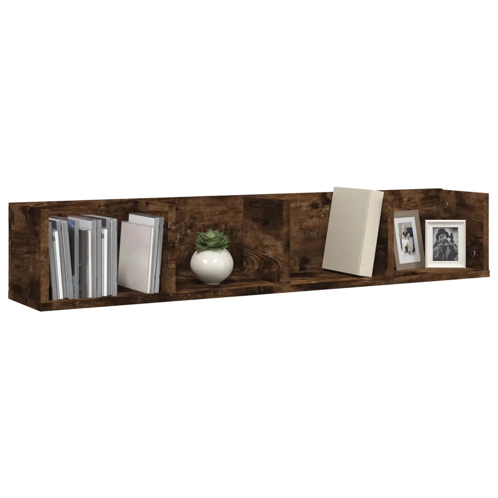 Mensola Muro | Mensola a parete Porta PC Rovere Fumo 100x18x18cm Legno Multistrato