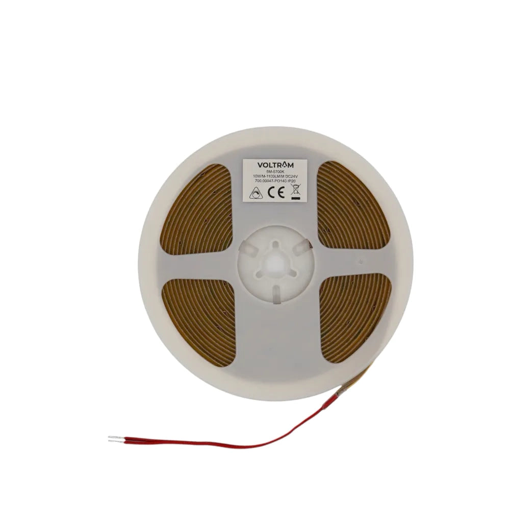Striscia LED COB 24V 320LED/m 5m tagliabile ogni 5cm 10W/m luce calda 2700K IP20