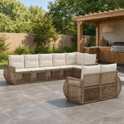 Set Divano da Giardino 8 pz Beige e Bianco Crema polyrattan 3435480