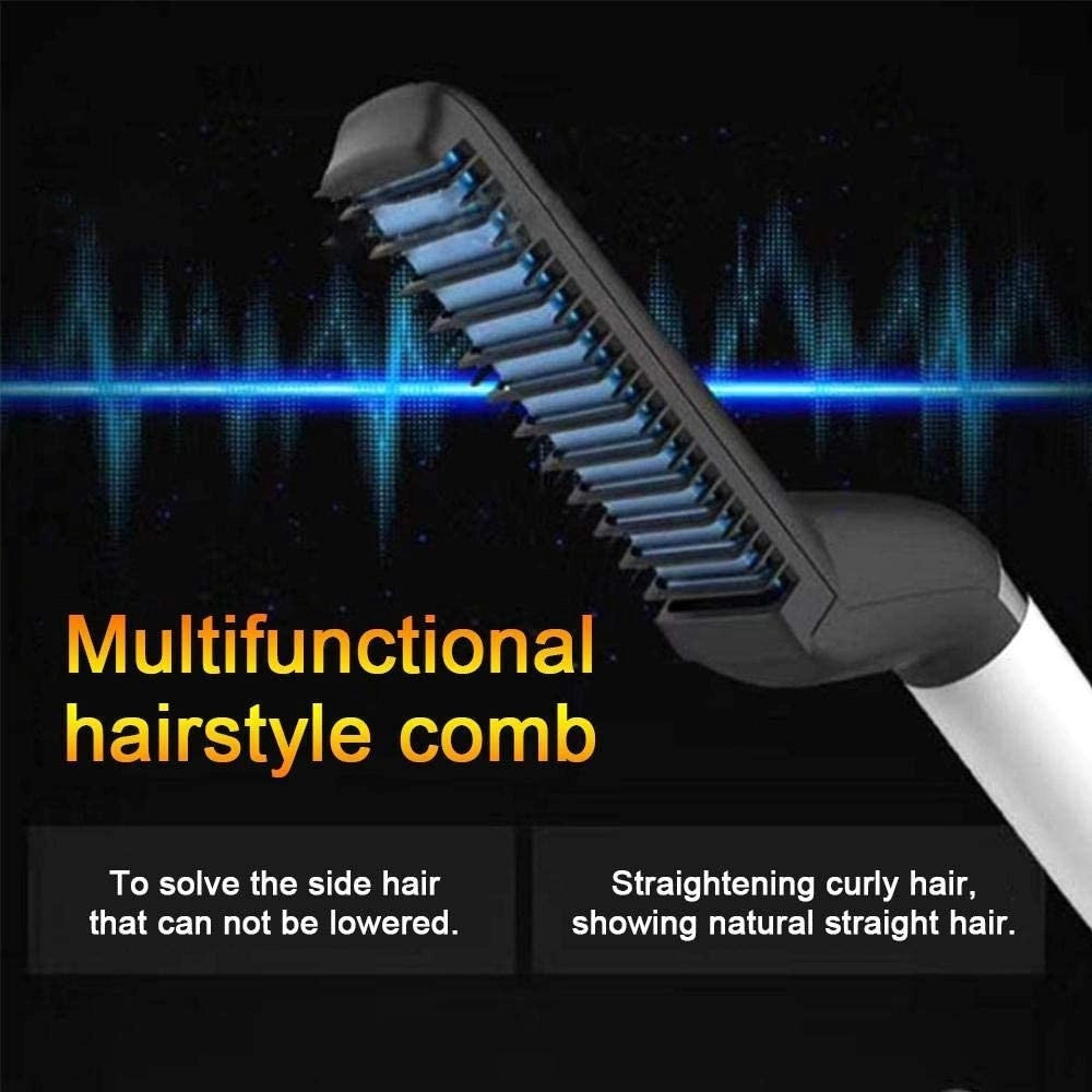 Trade Shop - Pettine Spazzola Styling Riscaldata Uomo Per Raddrizzare Capelli Barba Q-m322 -