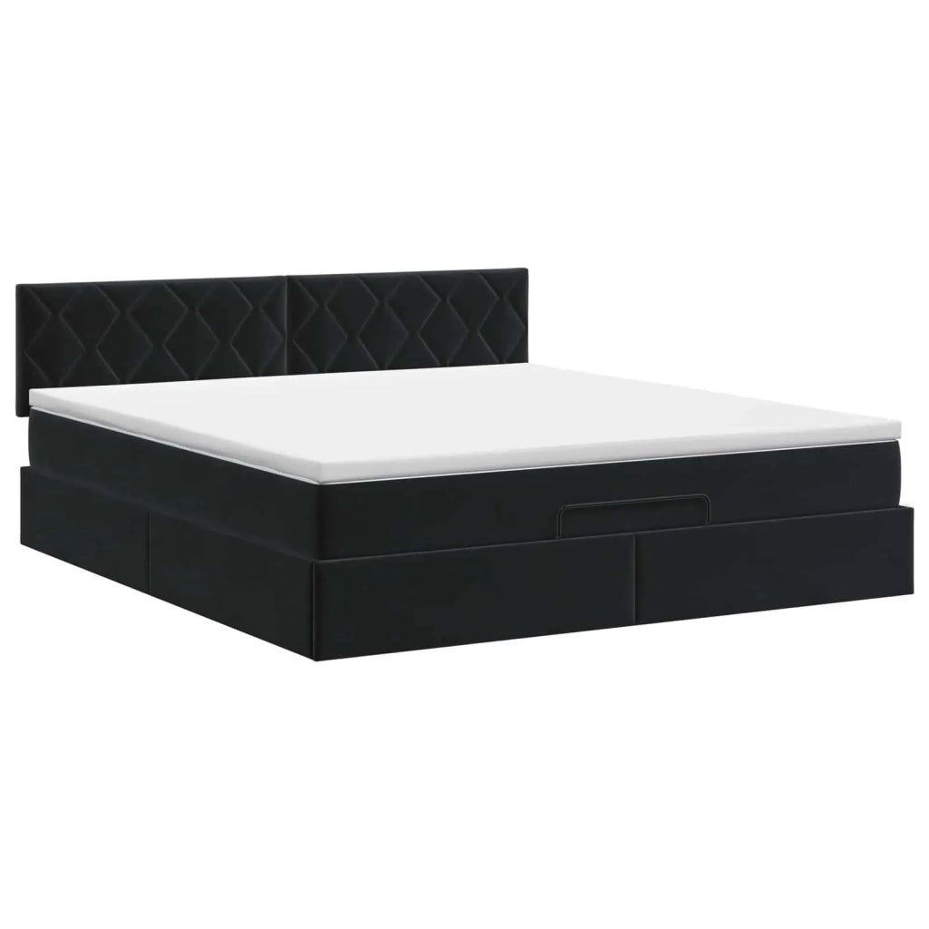 Letto ottomano con materasso Nero 140 x 200 cm Velluto 3456635