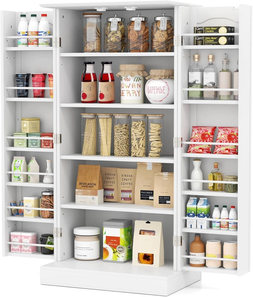 Mobile Cucina Dispensa con 2 Ante, Armadio Cucina Dispensa con 16 Ripiani Regolabili, Dispositivo Antiribaltamento, Mobile Cucina per Sala da Pranzo, Soggiorno, 60 x 40 x 120 cm, 2 Colori