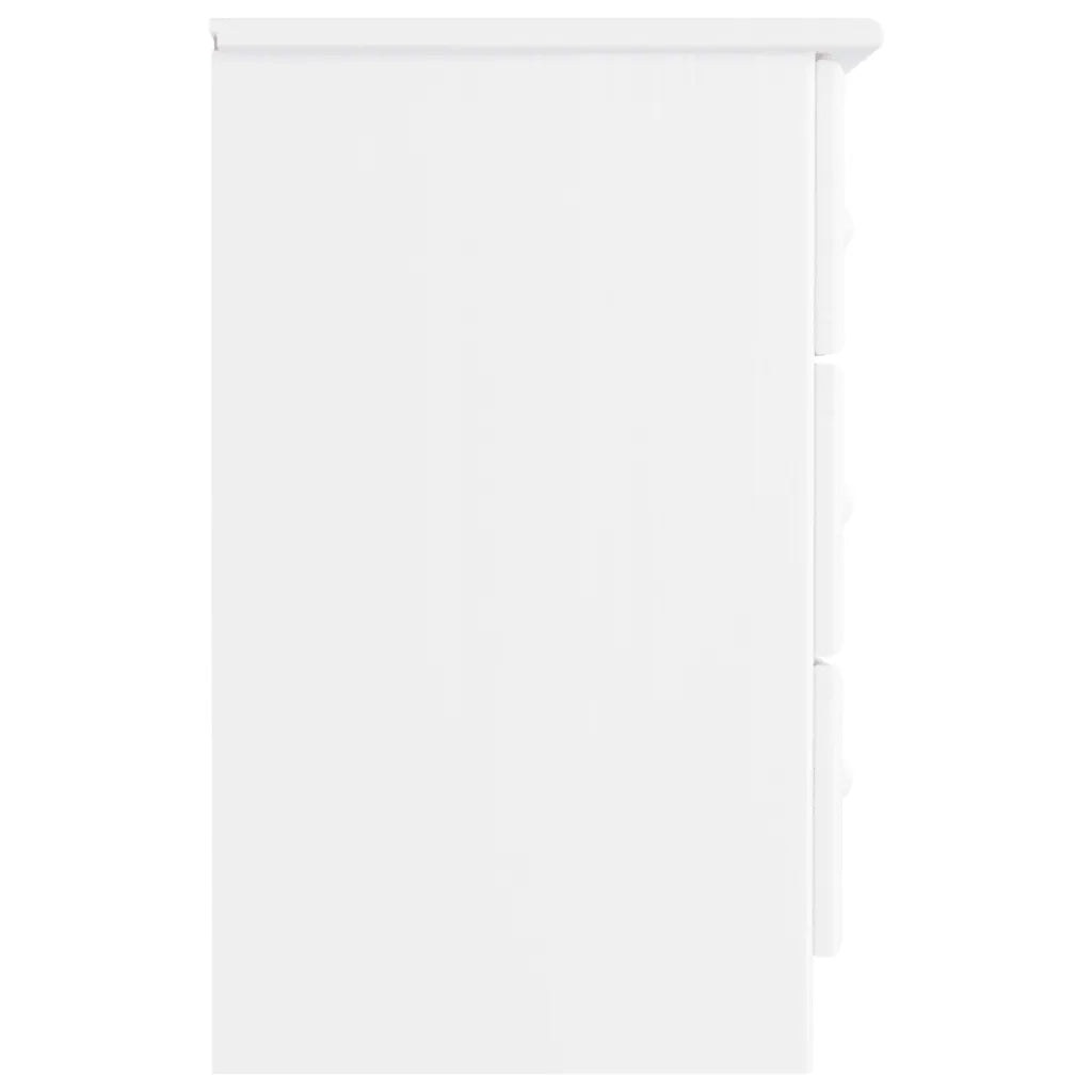 Comodino | Armadio da Notte | Mobiletto da notte ALTA Bianco 41x35x55,5 cm in Legno Massello di Pino