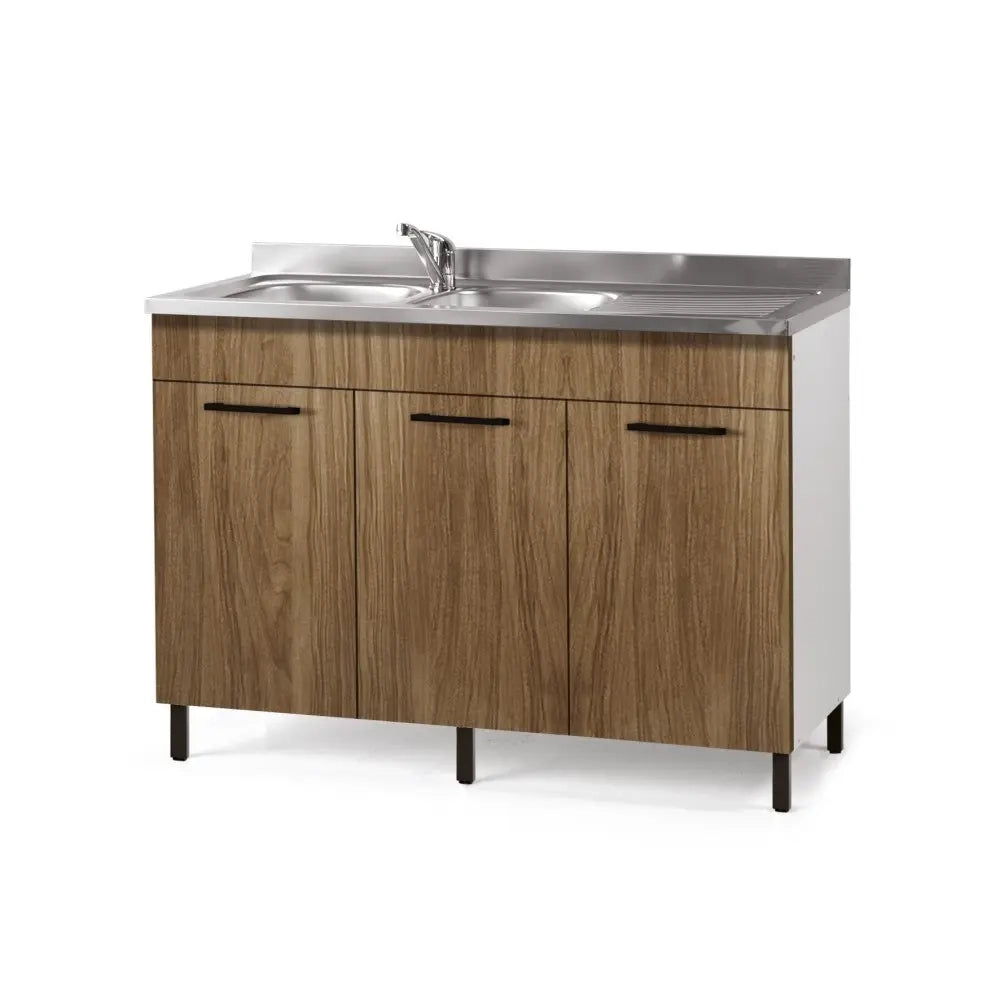 Sottolavello da cucina 3 ante Noce Naturale reversibile Cm 120x50xH 85