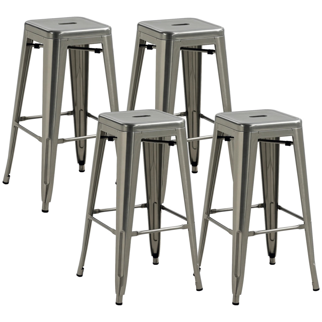 Sgabelli da Bar ¨C zephmum ¨C 4 Pezzi Metallico Grigio 76 cm