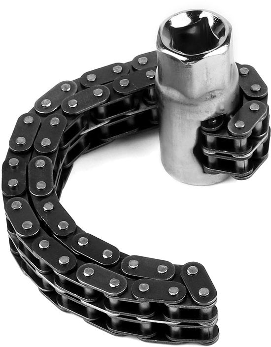 Chiave per filtro dell'olio 12 cm - Chiave a catena filtro dell'olio - Universale - Auto/motociclo - In acciaio durato - Resistenente allo sfregamento e facile da utilizzare - Chiave per filtro