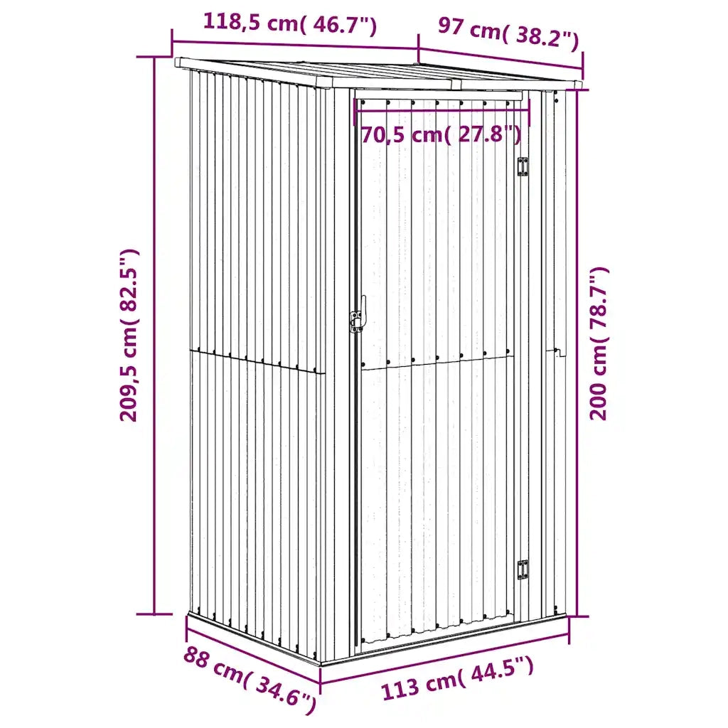 Capanno da Giardino Antracite 118,5x97x209,5 cm Acciaio Zincato cod mxl 65832