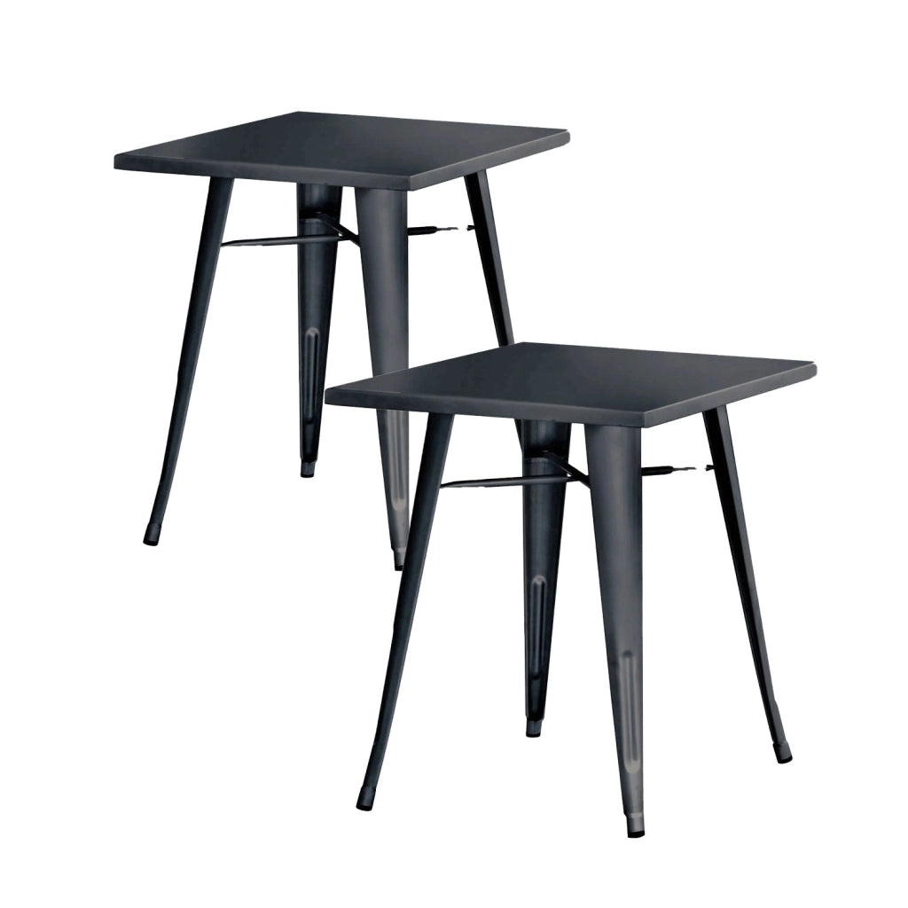 Set 2 Tavoli da Giardino 60x60 cm in Lamiera Galvanizzata Vorghini Piombo