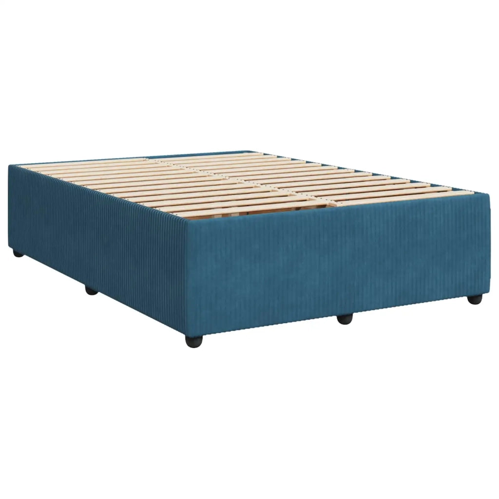 Letto Box Spring LED con Materasso Blu 140 x 190 cm Velluto 3456075
