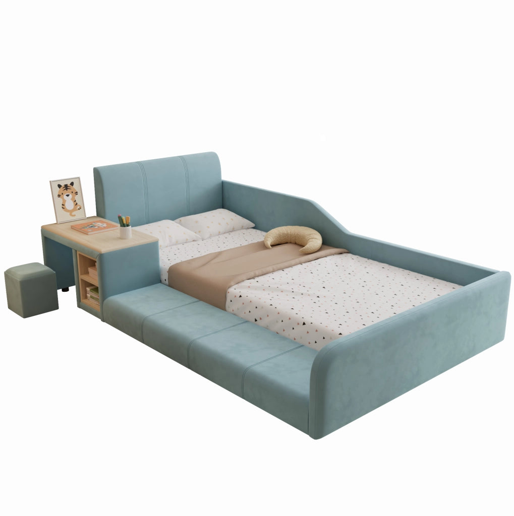 Letto singolo imbottito 90x200 cm con scrivania e sgabello