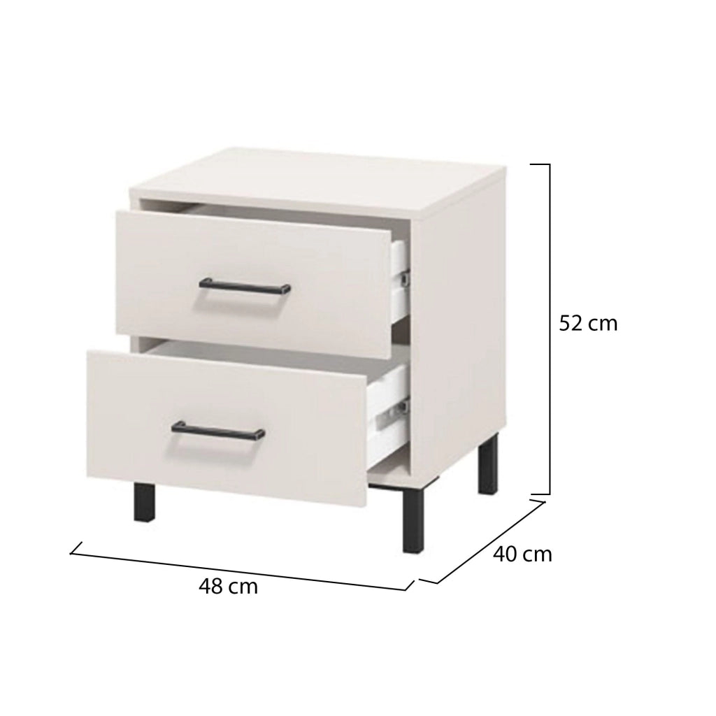 Clanezzo, Comodino un Ripiano, 48x40x52h cm Bianco