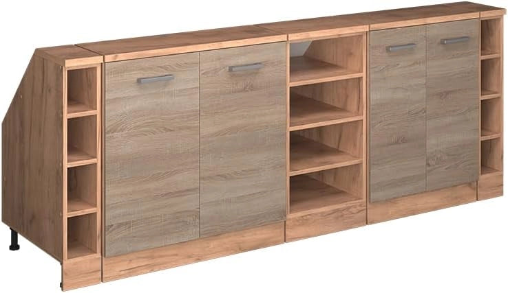 Set di mobili sottotetto Rion, Sonoma, 210 cm Set di 5 carcasse armadio profondità 60 cm, adatto per il salvaspazio sotto tetti spioventi