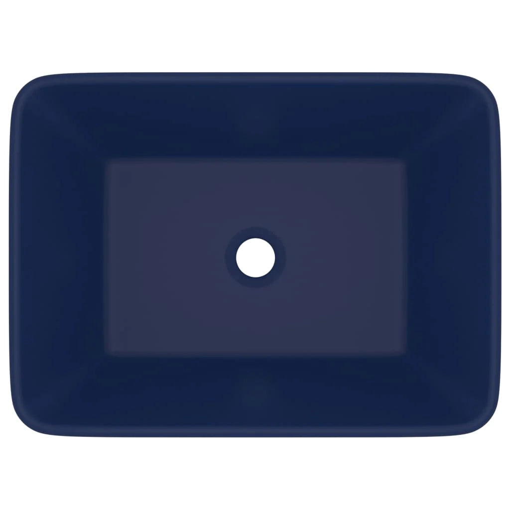 Lavabo di lusso da appoggio WC lavabo bagno stanza cosmetica rettangolare 41 x 30 cm ceramica blu scuro opaco 02_0002787