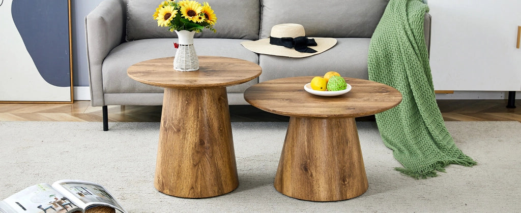 TAVOLINI Set da 2 pezzi 50x48 cm + 60x35 cm MDF effetto legno