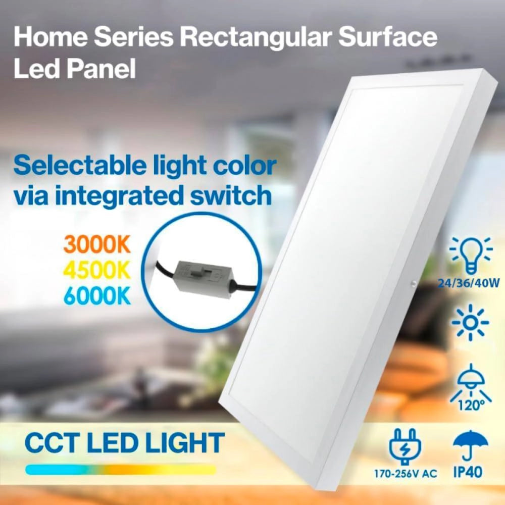 Pannello led rettangolare 120x30cm 40w 4000lm 3cct bianco serie home